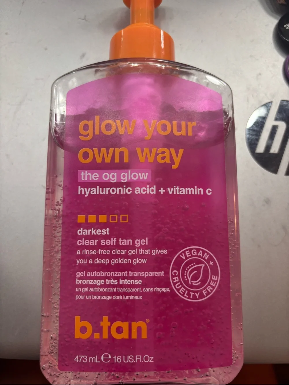 b.tan Glow Your Own Way The OG Glow Darkest Clear Self Tan Gel - Pink